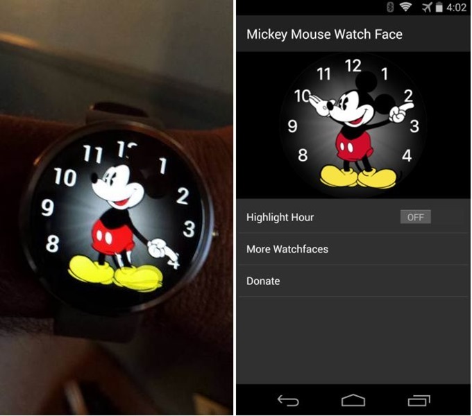 Apple Watchのウォッチフェイス ミッキーマウス 非公式android Wearアプリが更新