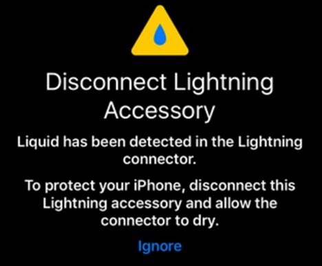 コネクタ 液体 ライトニング iPhoneの充電口に水が入ったら警告が出る？