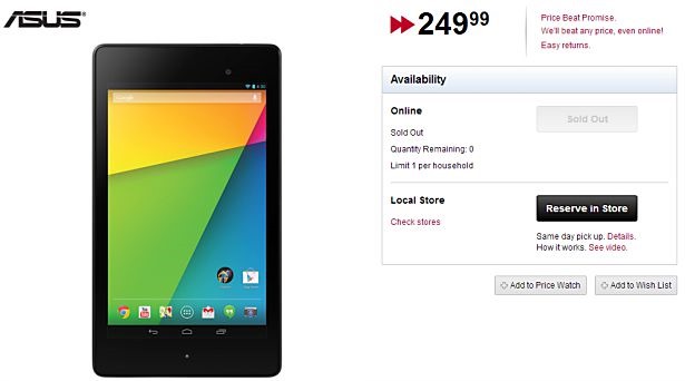 新型Nexus 7 (2013)、カナダのBestBuy他で販売開始