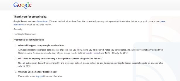 Googleリーダー終了、RSSフィードは7月15日まで入手可能