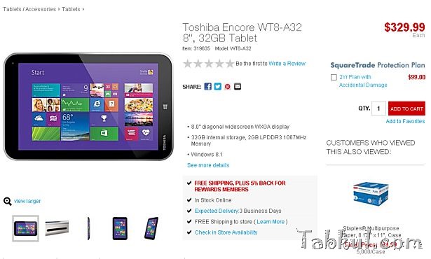 『TOSHIBA Encore』が米国で販売開始、価格329.99ドル／スペックほか―8型Windowsタブレット
