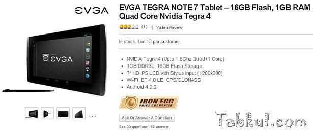 Tegra4／筆圧／GPS／７インチ『EVGA TEGRA NOTE 7』が米Neweggで販売開始―価格199ドル