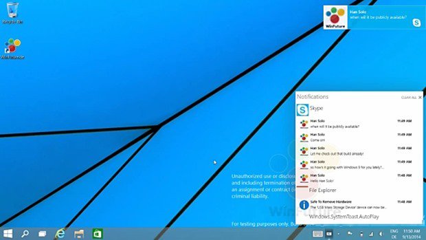 Windows9 の新機能『通知センター』がわかる動画が投稿される