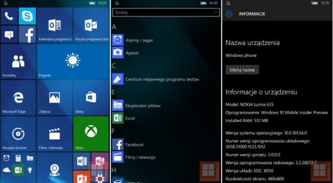 Windows 10 Mobile（ビルド10534）のスクリーンショットがリーク