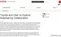 トヨタとUber、配車サービスで事業提携を発表